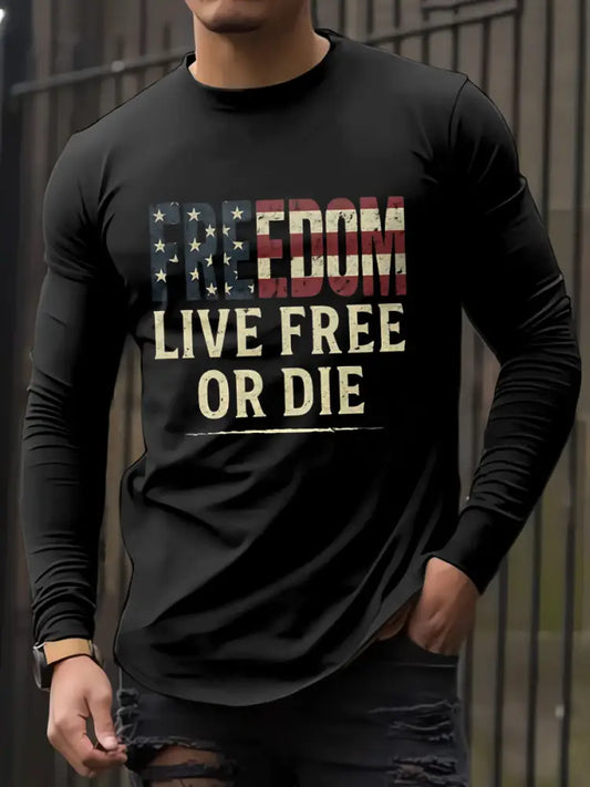 Men’s Charlie Kirk Freedom Printed Long Sleeved Round Neck T-shirt Black / S