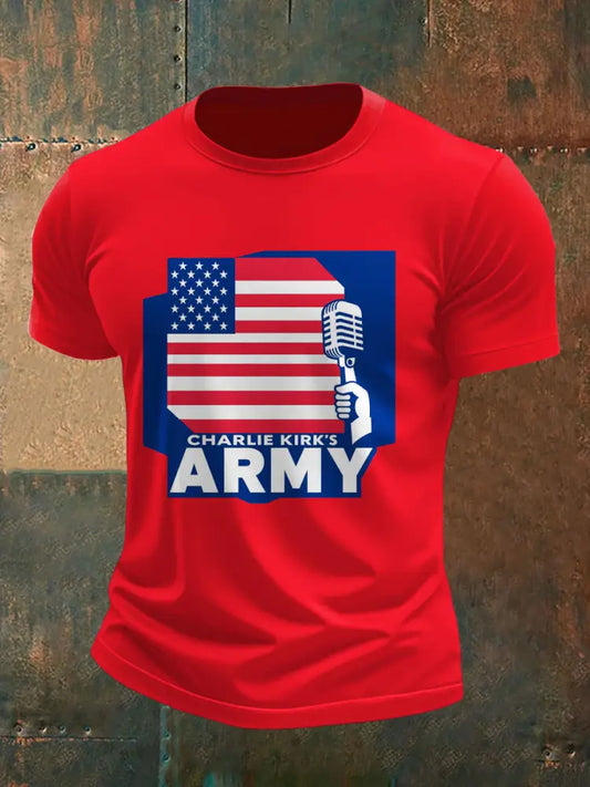 Men’s Charlie Kirk Freedom Printed Vintage Fashion Loose Short Sleeve T-Shirt Red / S