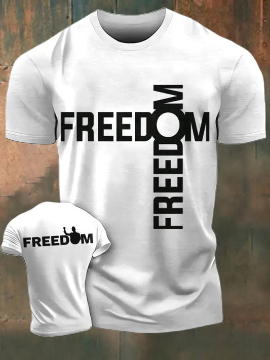 Men’s Charlie Kirk Freedom Printed Vintage Fashion Loose Short Sleeve T-Shirt White / S