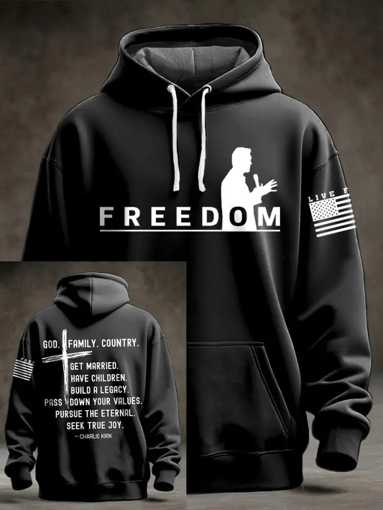 Men’s Charlie Kirk Oversized Drop-Shoulder Hoodie Black / S