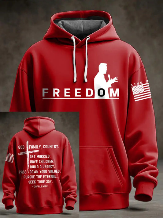Men’s Charlie Kirk Oversized Drop-Shoulder Hoodie Pure Red / S
