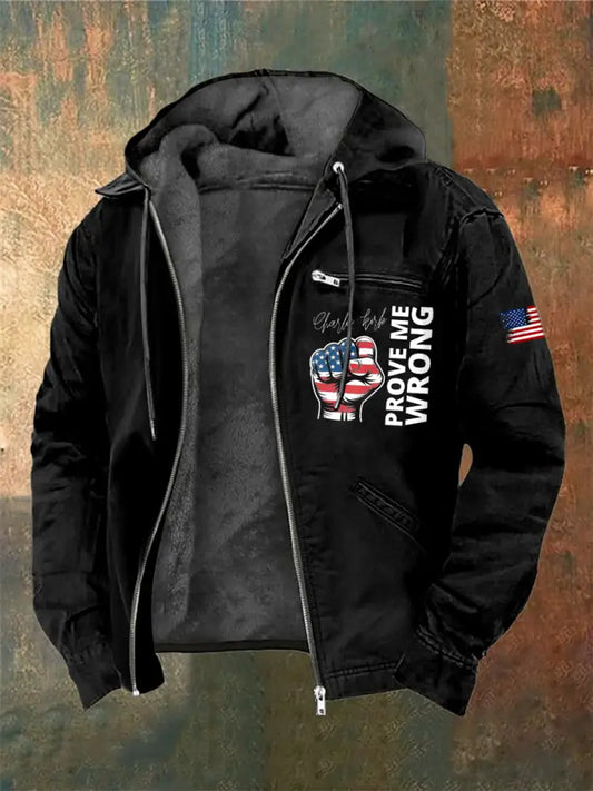 Men’s Charlie Kirk Printed Long Sleeved Hooded Jacket Black / S
