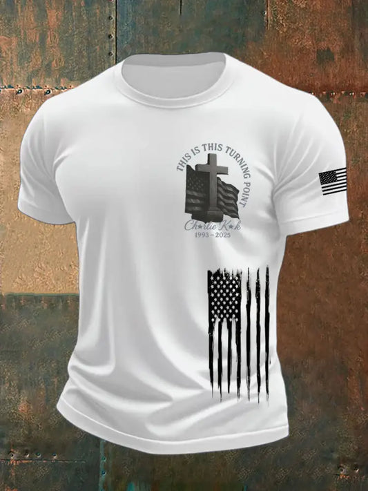 Men’s Charlie Kirk Turning Point short sleeves t-shirt White / S