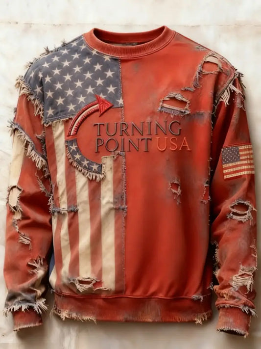 Men’s Charlie Kirk Turning Point USA Trump Commemorative Crew Neck Sweatshirt Red / S