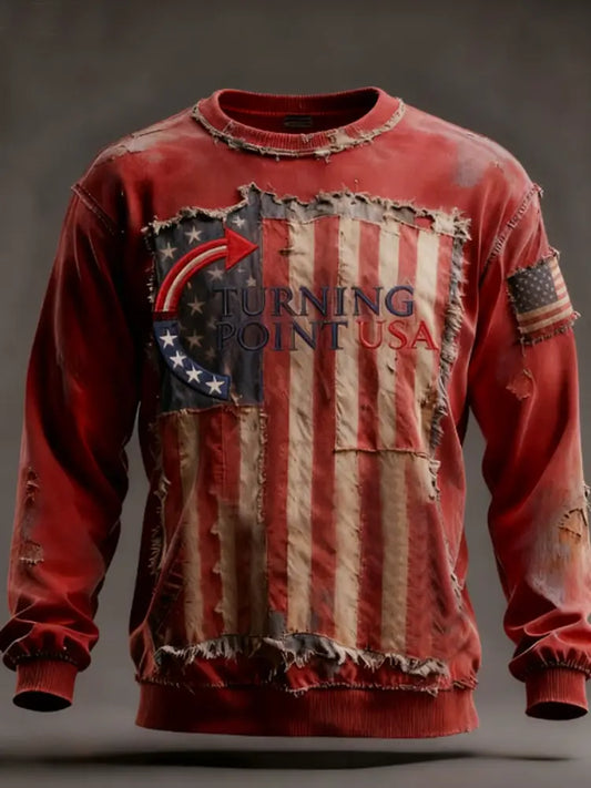 Men’s Charlie Kirk Turning Point USA Trump Commemorative Crew Neck Sweatshirt Red / S