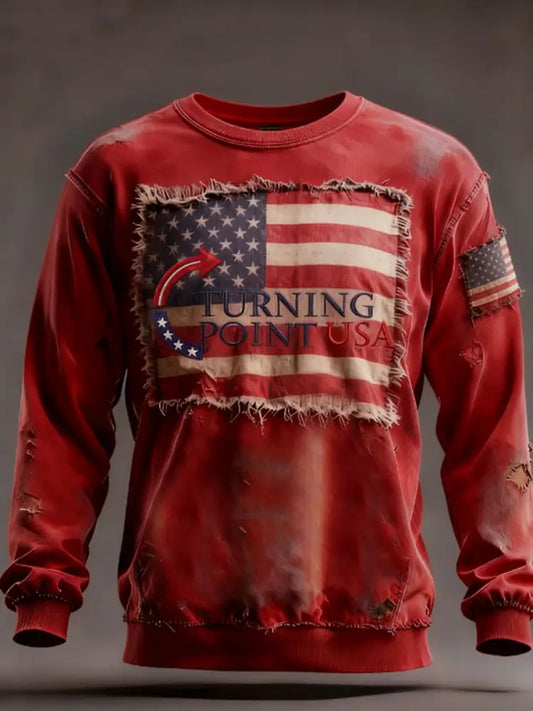 Men’s Charlie Kirk Turning Point USA Trump Commemorative Crew Neck Sweatshirt Red / S