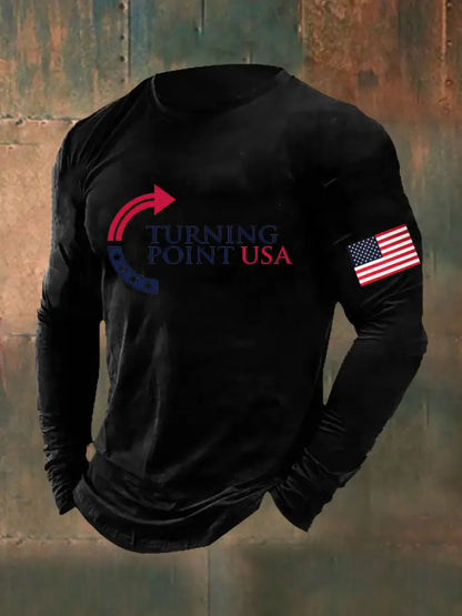 Men’s Charlie Kirk Turning Point USA Trump Commemorative Long Sleeve T-Shirt Black / S
