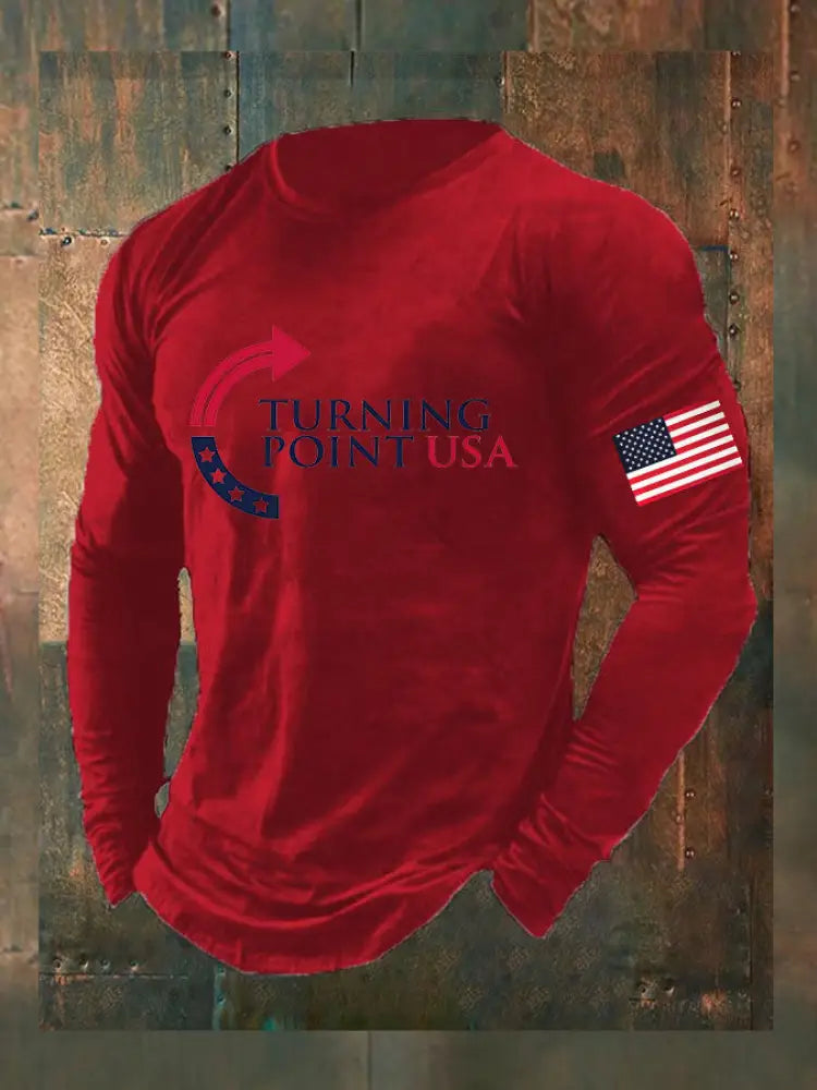 Men’s Charlie Kirk Turning Point USA Trump Commemorative Long Sleeve T-Shirt Red / S