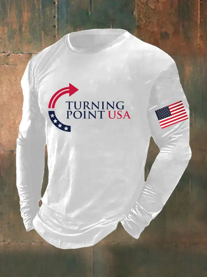 Men’s Charlie Kirk Turning Point USA Trump Commemorative Long Sleeve T-Shirt White / S