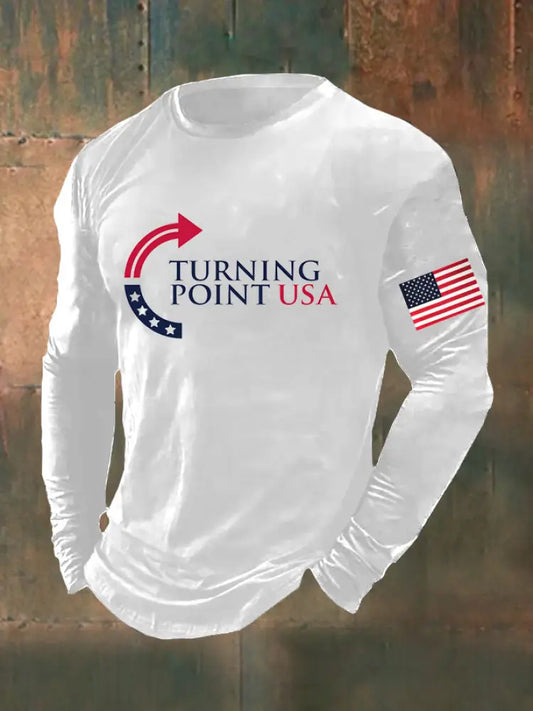 Men’s Charlie Kirk Turning Point USA Trump Commemorative Long Sleeve T-Shirt White / S