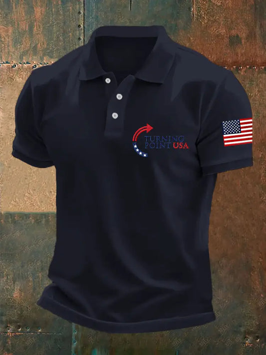 Men’s Charlie Kirk Turning Point USA Trump Commemorative Shirt Navy Blue / S