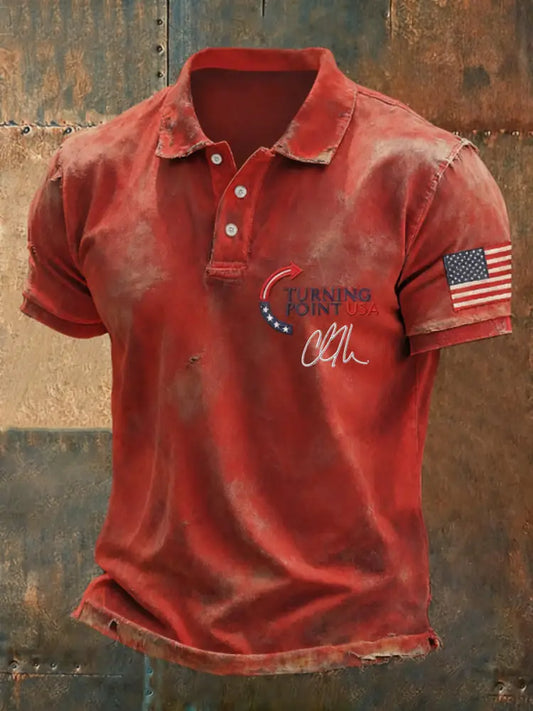 Men’s Charlie Kirk Turning Point USA Trump Commemorative Shirt Red / S