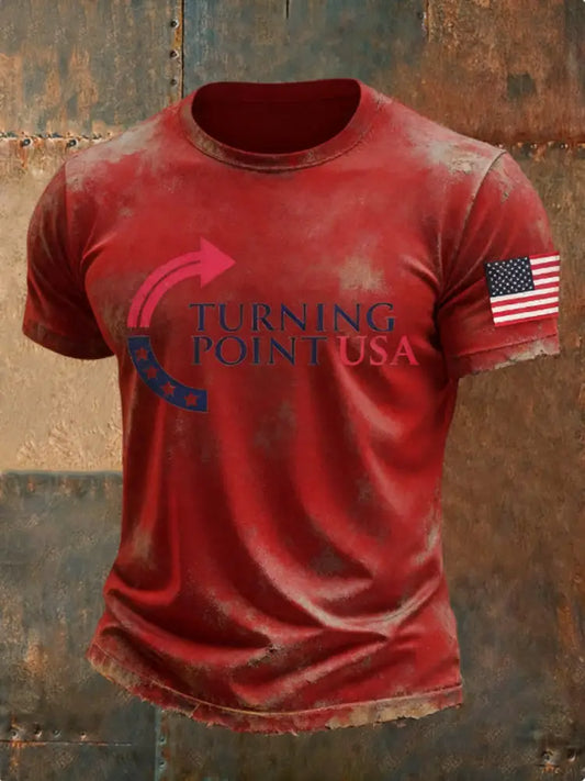 Men’s Charlie Kirk Turning Point USA Trump Commemorative Short Sleeves T-Shirt Red / S