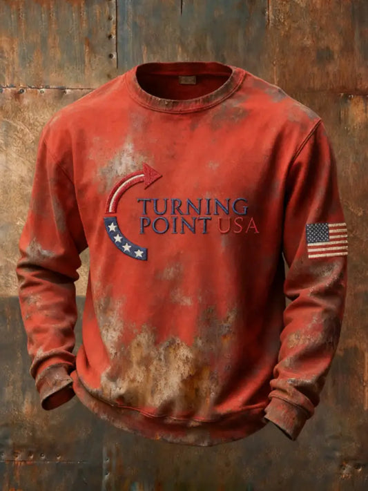 Men’s Charlie Kirk Turning Point USA Trump Commemorative Sweatshirt Red / S
