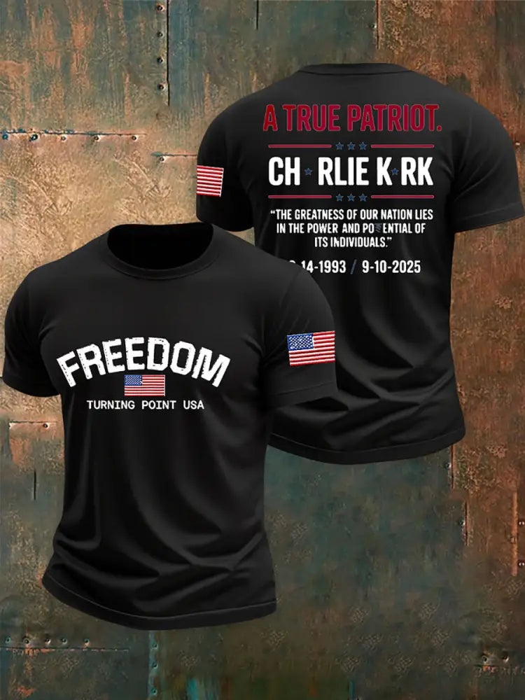 Men’s Charlie Kirk Turning Point USA Trump Commemorative T-Shirt B / S