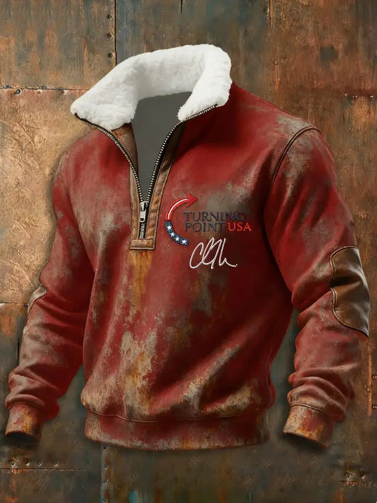 Men’s Charlie Kirk Turning Point USA Trump Commemorative Zip-Up Hoodie Red / S