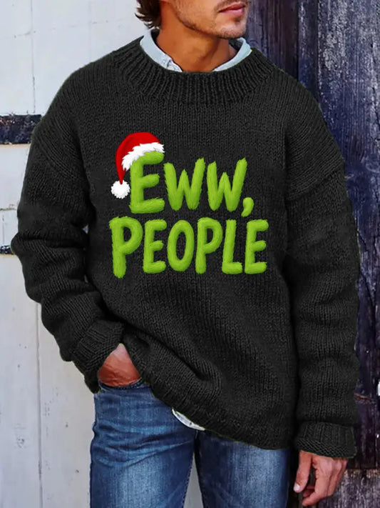 Men’s Christmas Eww People Imitation Sweater Black / S