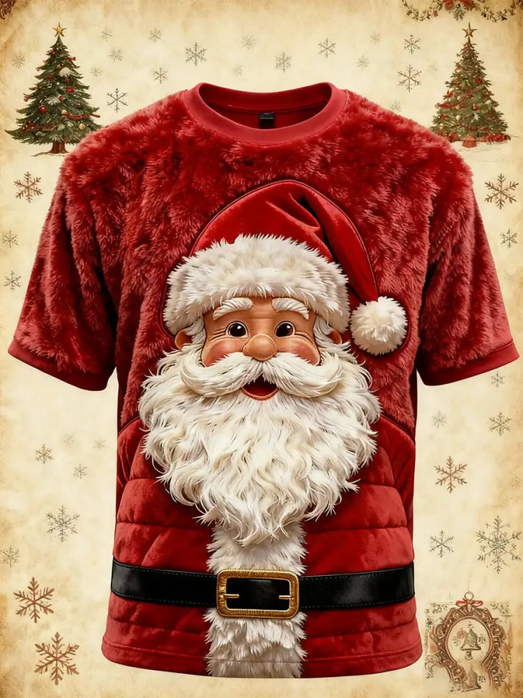 Men’s Christmas Santa Claus Art Short Sleeve T-shirt Red / S