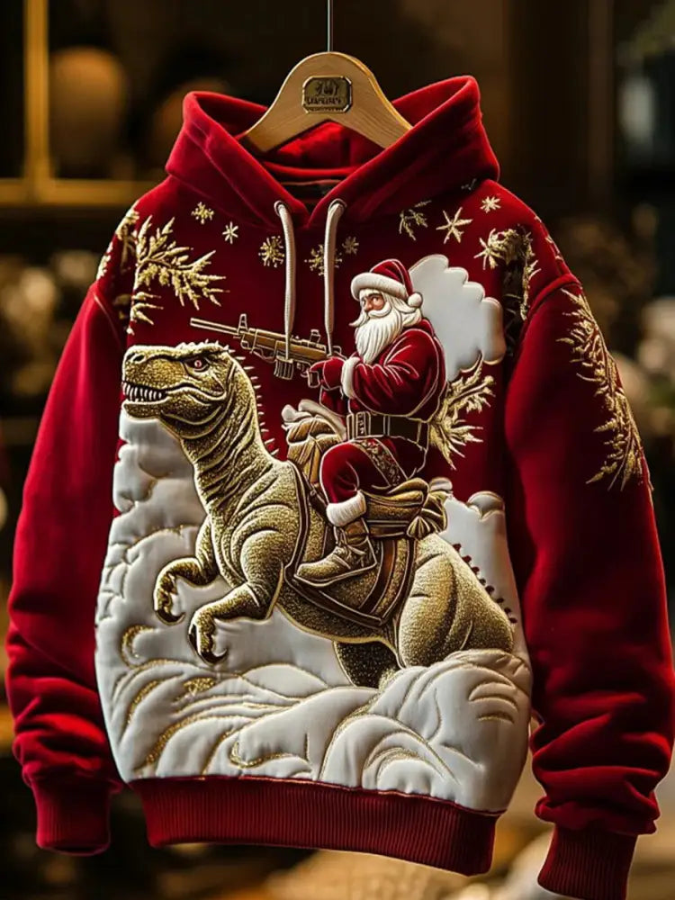 Men’s Christmas Santa Claus Print Casual Hoodie Red / S