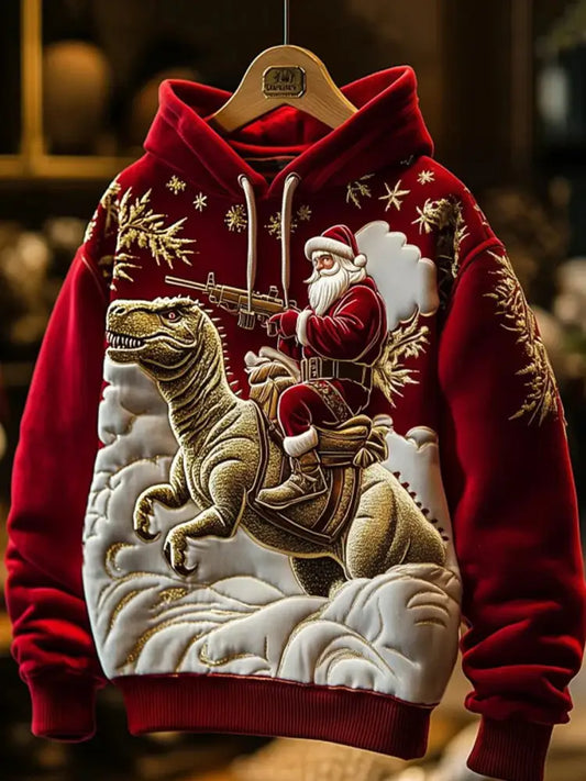 Men’s Christmas Santa Claus Print Casual Hoodie Red / S