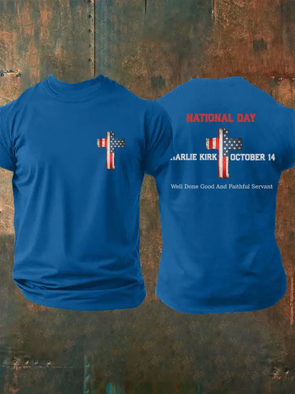Men’s CK National Day Printed Casual T-Shirt Blue / S