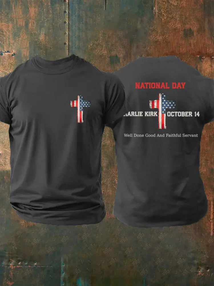 Men’s CK National Day Printed Casual T-Shirt Dark Gray / S
