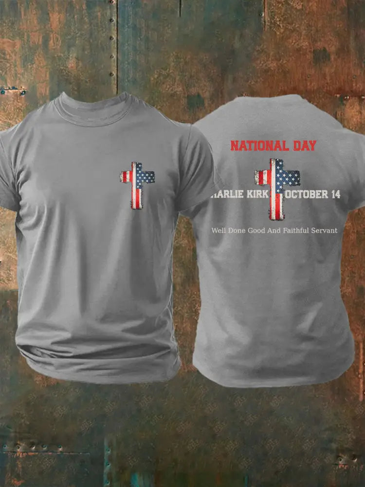 Men’s CK National Day Printed Casual T-Shirt Light Gray / S