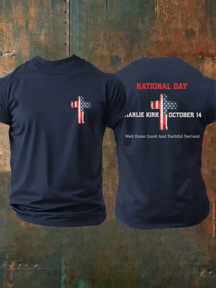 Men’s CK National Day Printed Casual T-Shirt Navy Blue / S