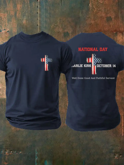 Men’s CK National Day Printed Casual T-Shirt Navy Blue / S