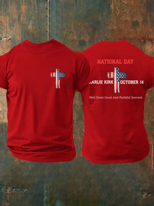Men’s CK National Day Printed Casual T-Shirt Pure Red / S