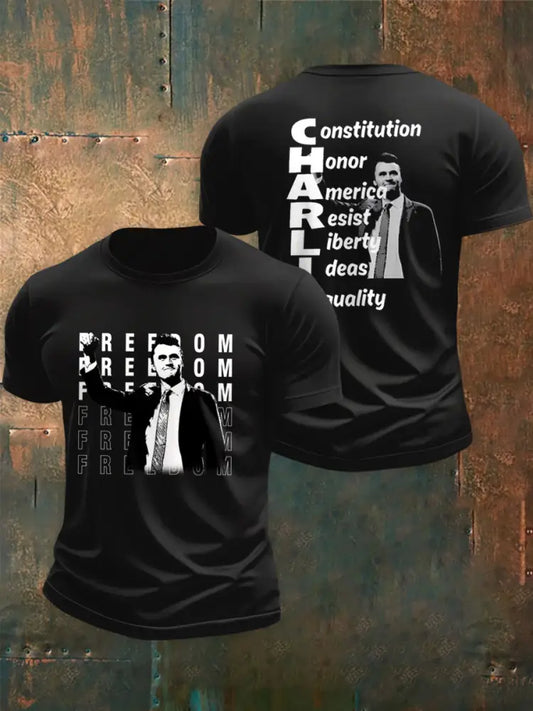 Men’s Constitution Honor America Resist Liberty Ideas Equality ’Charlie’ Print T-shirt Black / S