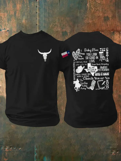 Men’s Country Music Texas Print short sleeves t-shirt Black / S