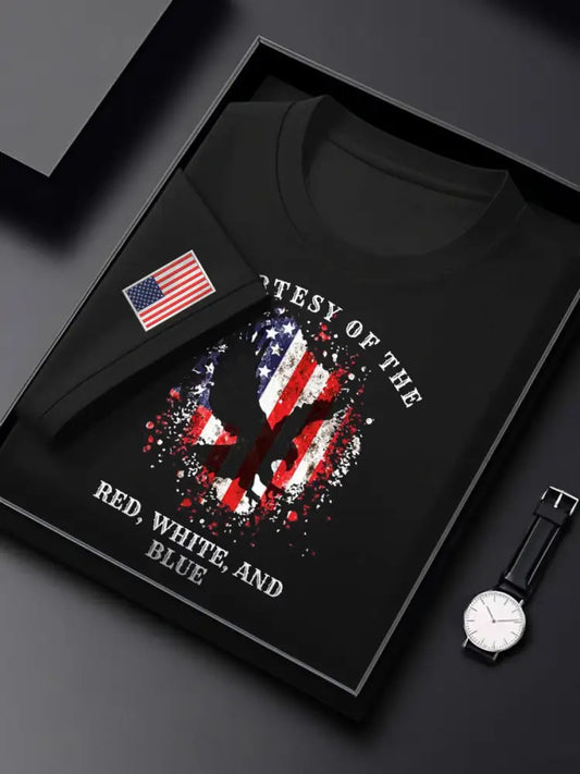 Men’s Courtesy Of The Red White And Blue Short Sleeves T-shirt Black / S