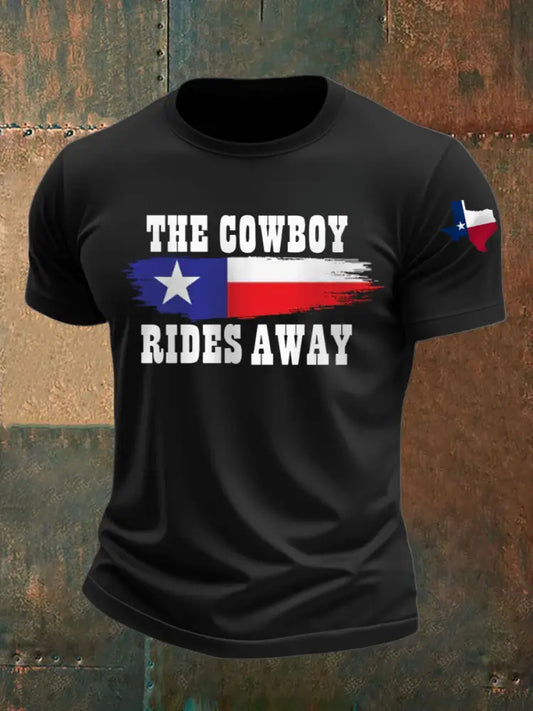 Men’s Cowboy Rides Away Texas Country Music short-sleeved T-shirt Black / S