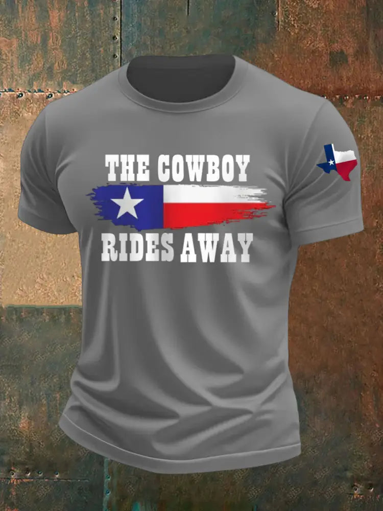 Men’s Cowboy Rides Away Texas Country Music short-sleeved T-shirt Light Gray / S