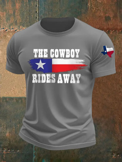 Men’s Cowboy Rides Away Texas Country Music short-sleeved T-shirt Light Gray / S