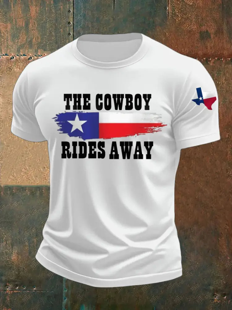 Men’s Cowboy Rides Away Texas Country Music short-sleeved T-shirt White / S