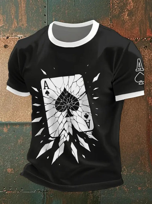 Men’s cracked ace of spades t-shirts Black / S