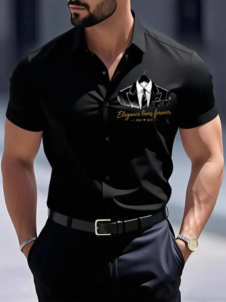 Men’s Elegance Lives Forever Short Sleeve Shirt Black / S
