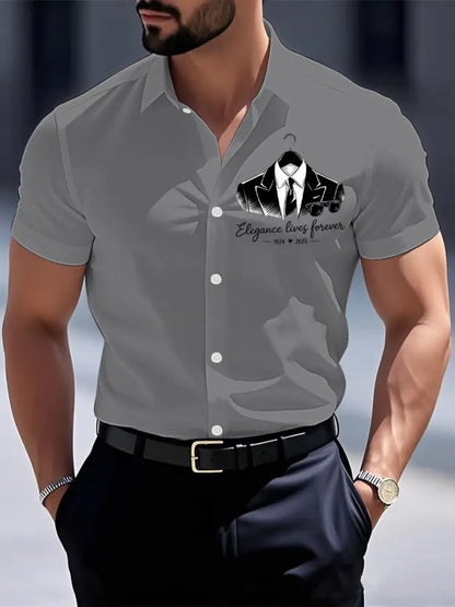 Men’s Elegance Lives Forever Short Sleeve Shirt Gray / S