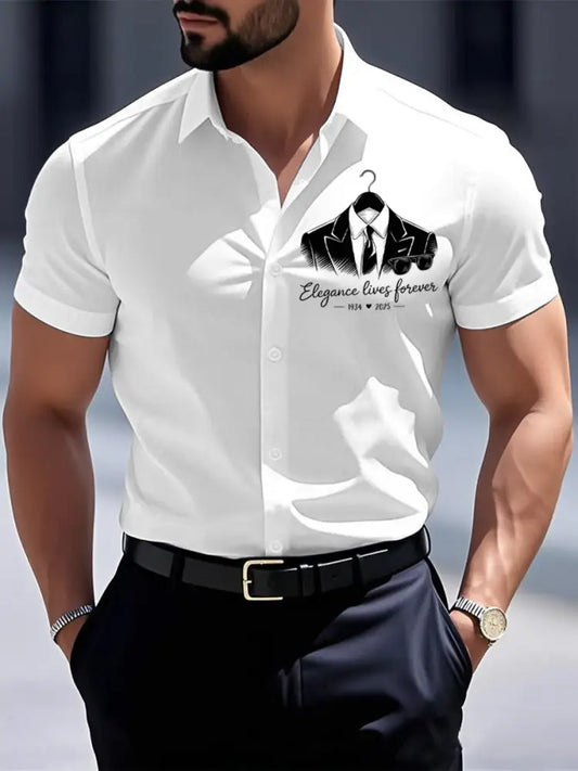 Men’s Elegance Lives Forever Short Sleeve Shirt White / S