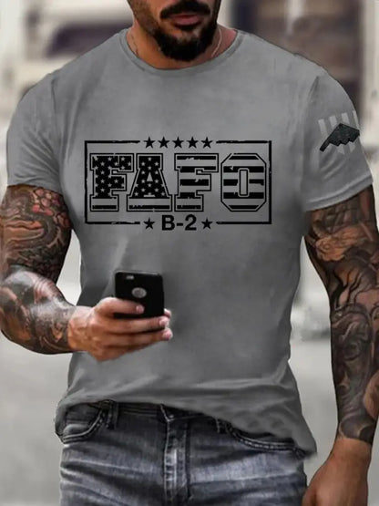 Men’s FAFO B-2 Air Force short-sleeved T-shirt Light Gray / S