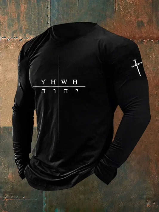 Men’s Faith Print Casual T-shirt Black / S
