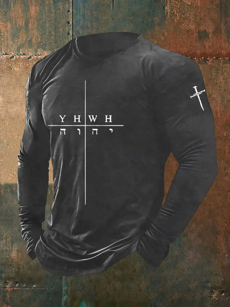 Men’s Faith Print Casual T-shirt Dark Gray / S