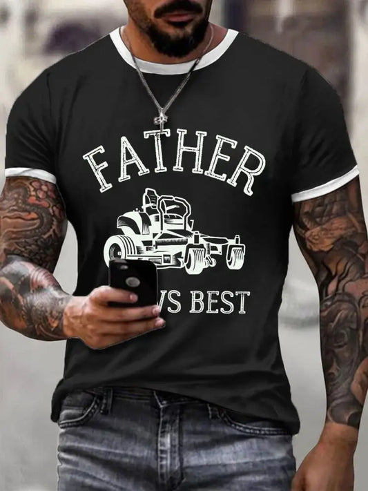 Men’s Father Mows Best Print Vintage T-Shirt Black / S