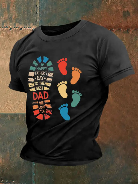 Men’s Father’s Day Printed Casual T-Shirt Black / S