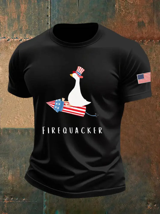 Men’s Firequacker Goose Printed Casual T-Shirt Black / S