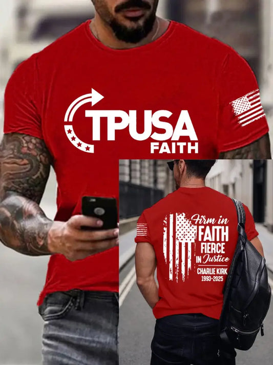 Men’s Firm in FAITH FIERCE IN Justice CHARLIE KIRK 1993-2025 T-shirt Red / S