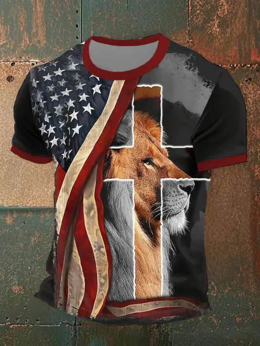 Men’s Flag Cross Short Sleeve T-Shirt As picture / S