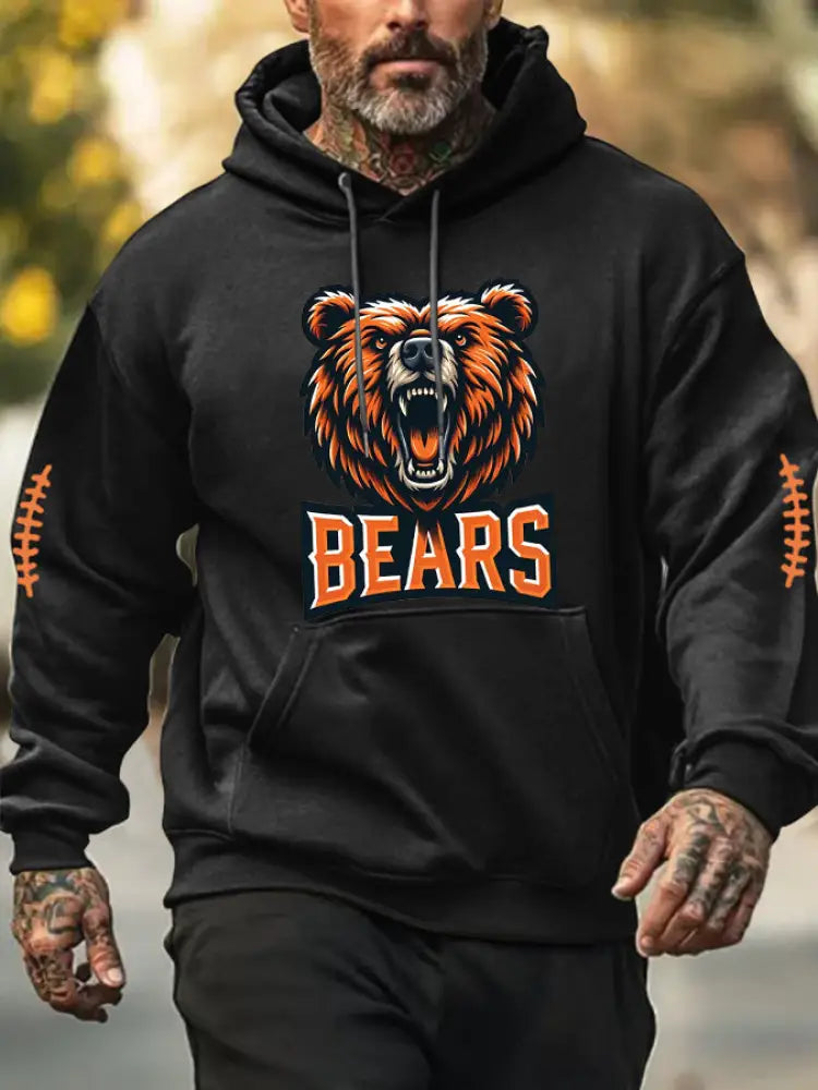 Men’s Football Fans Lovers Gameday Casual Hooded Sweatshirt Black / S